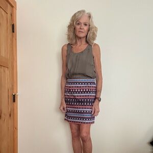 J. Crew Multicolor Mini Skirt with Geometric Design